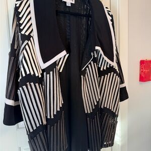 Joseph Ribkoff Elegant Black and White Geometric Panel Jacket